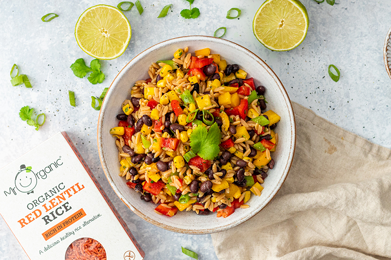 Mexican Style Red Lentil Rice Salad