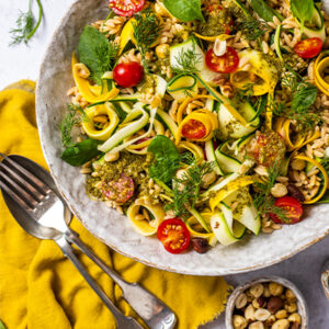 Shaved Courgette Salad with Chickpea Rice